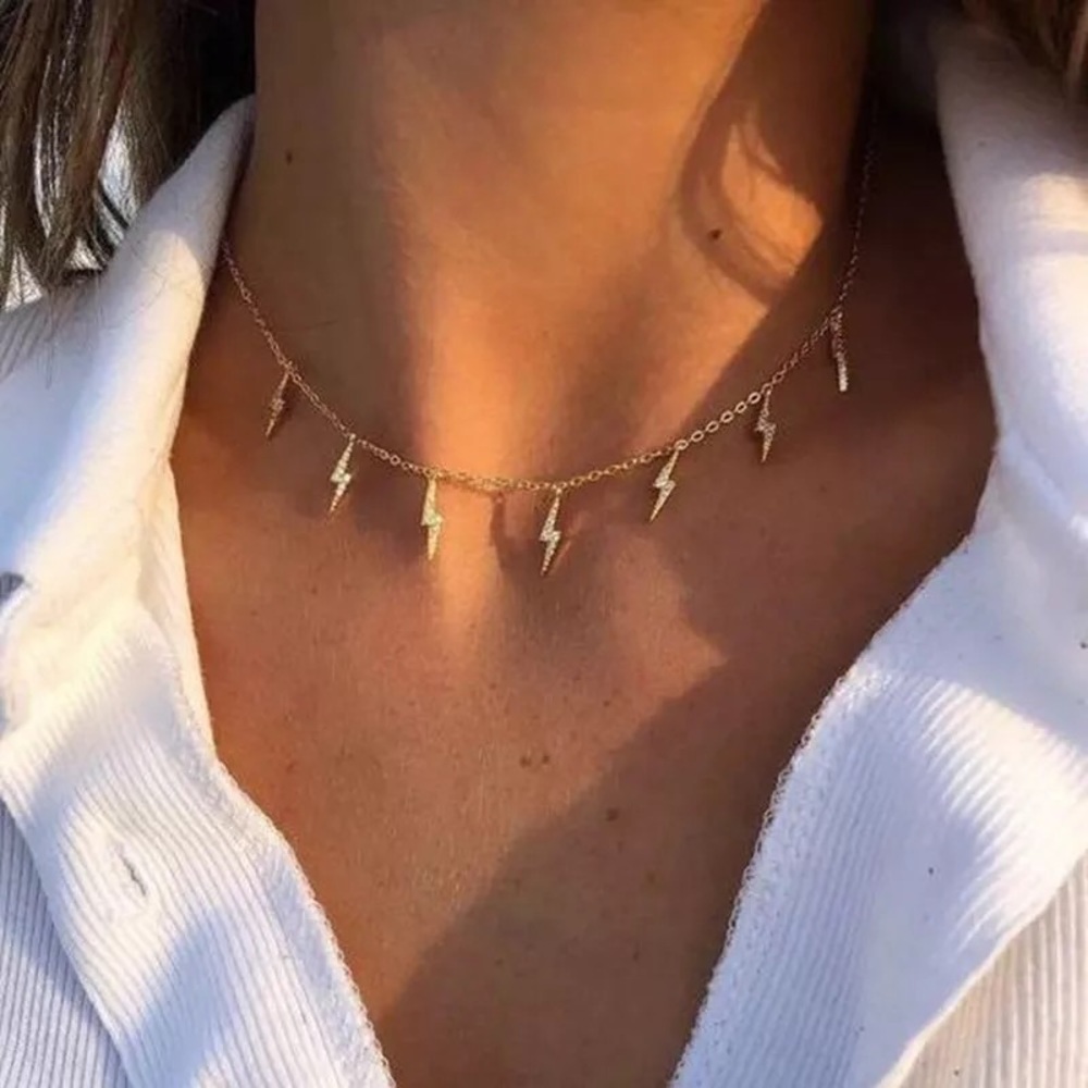 🎉 New Lightning Bolt Gold Plated Choker Necklace